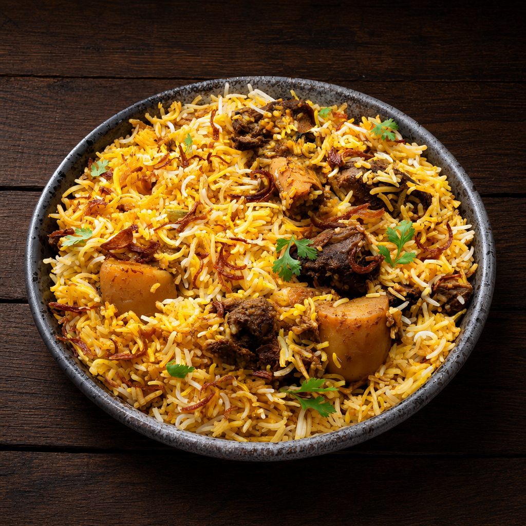 Goat Dum Biryani (Fri & Sat Only).