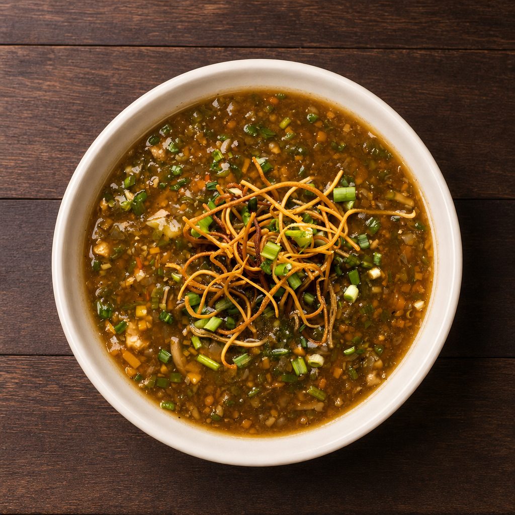 Chicken Manchow Soup + Noodles (16oz).