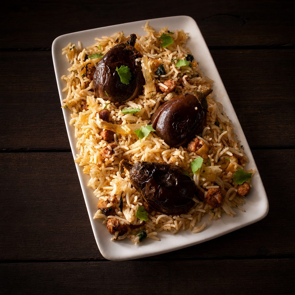 Gutti Vankaya Pulao (Fri, Sat & Sun).