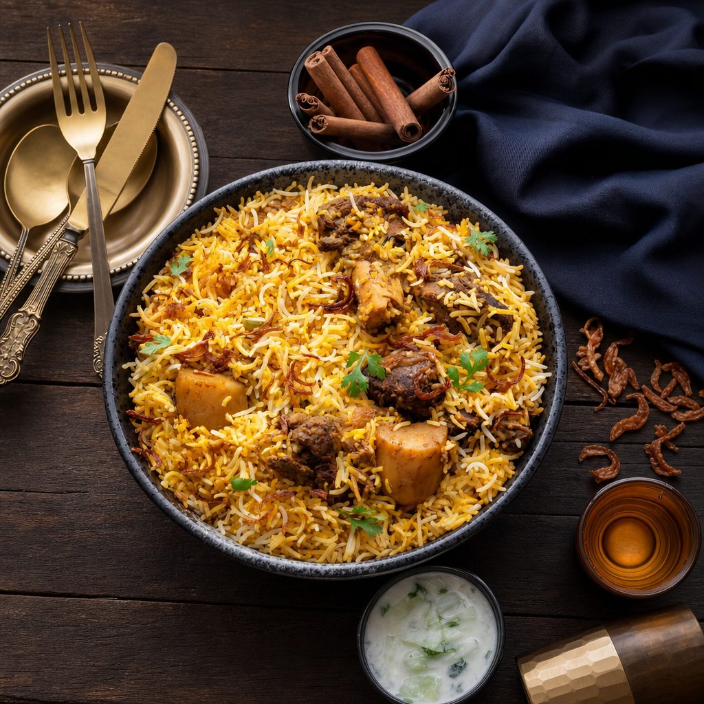 Goat Ghee Roast Biryani - Family Pack.
