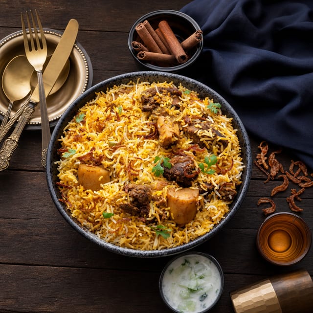 Goat Ghee Roast Biryani - Family Pack.