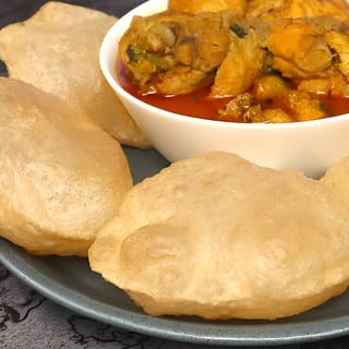 Poori + Chicken Curry
